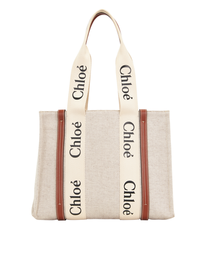 Woody Tote, &pound;395, Handbags, Beige, Canvas, Front view